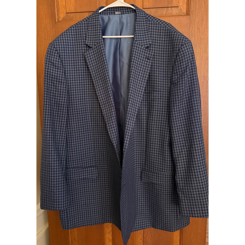 Oak Hill Sport Coat Mens 3XLT (54-56) Blue Check Two-Button Blazer Jacket‎ - Picture 2 of 14